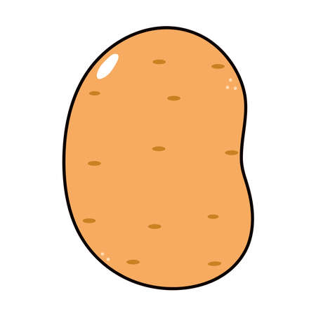 Cute funny potato character. Vector hand drawn traditional cartoon vintage, retro, kawaii character illustration icon. isolated on white background. happy potato character conceptのイラスト素材