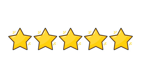 Funny cute happy 5 star characters bundle set. Vector hand drawn doodle style cartoon character...