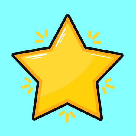 Cute funny star. Vector hand drawn cartoon kawaii character illustration icon. Isolated on blue background. happy star character conceptのイラスト素材