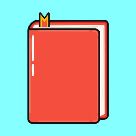 Cute funny book. Vector hand drawn cartoon kawaii character illustration icon. Isolated on blue background. happy book character conceptのイラスト素材