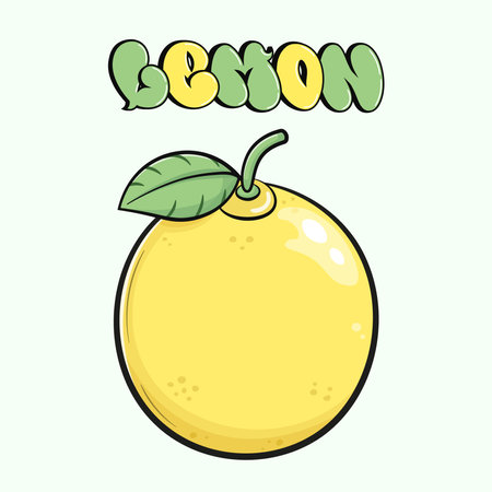 Cute funny lemon. Vector hand drawn cartoon kawaii character illustration icon. Isolated on green background. happy lemon character conceptのイラスト素材