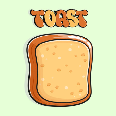 Cute funny toast. Vector hand drawn cartoon kawaii character illustration icon. Isolated on white background. Sliced toast bread character conceptのイラスト素材