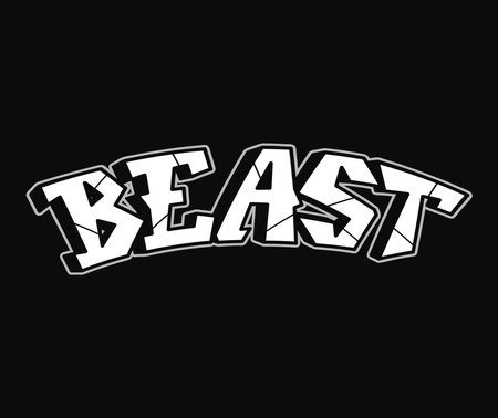 Beast word trippy psychedelic graffiti style letters.Vector hand drawn doodle cartoon logo beast illustration. Funny cool trippy letters, fashion, graffiti style print for t-shirt, posterのイラスト素材