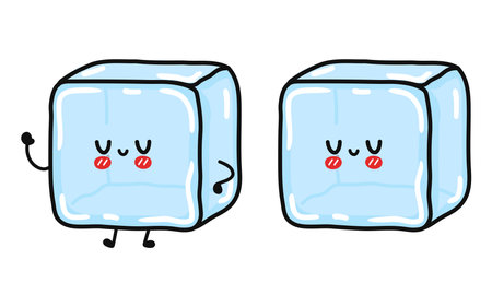 Cute funny Ice Cube character. Vector hand drawn cartoon kawaii character illustration icon. Isolated on white background. Happy Ice Cube character conceptのイラスト素材