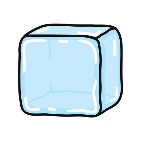 Cute funny Ice Cube character. Vector hand drawn cartoon kawaii character illustration icon. Isolated on white background. Happy Ice Cube character conceptのイラスト素材