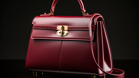 Elegant bag on shelf in luxury boutique in minimalistic backdrop. Created with Generative AIの素材