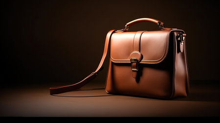 Elegant bag on shelf in luxury boutique in minimalistic backdrop. Created with Generative AIの素材