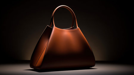 Elegant bag on shelf in luxury boutique in minimalistic backdrop. Created with Generative AIの素材