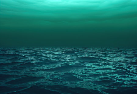 Waves of water of the sea meet each other during high tide and low tide. Created with Generative AIの素材