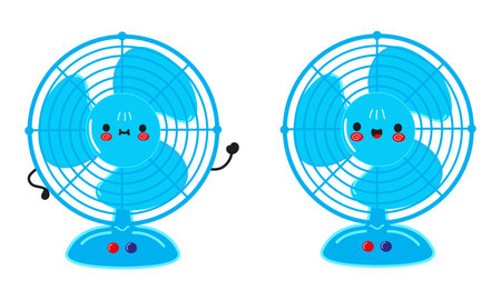 Air fan character. Vector hand drawn cartoon kawaii character illustration icon. Isolated on white background. Happy Air ventilator character conceptのイラスト素材