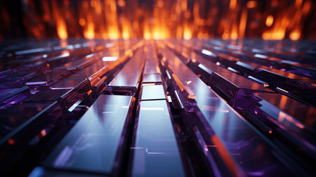 Futuristic Background. City scene. Metallic surface with neon accents and futuristic patterns. Created with Generative AIの素材