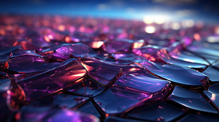 An otherworldly background vibrant geometric shapes, melting iridescent hues of celestial blues, purples, and electric pinks. Created with Generative AIの素材