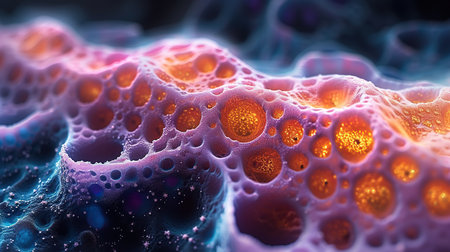 Bacteria colonies under the microscope. Created with Generative AIの素材