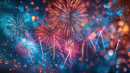 Fireworks over the city. Created with Generative AIの素材