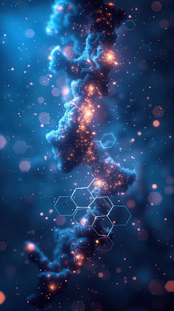 Minimalist blue background with subtle cyan hexagons and digital lines, ideal for worksheets and professional presentations.. Created with Generative AIの素材