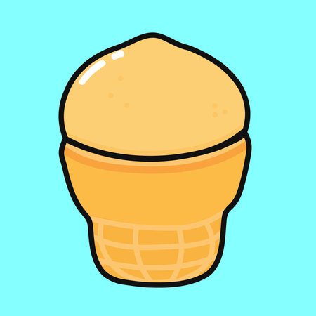 Cute funny Ice cream. Vector hand drawn cartoon kawaii character illustration icon. Isolated on blue background. Ice cream character conceptのイラスト素材