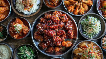 Crispy fried korean chicken. Created with Generative AIの素材