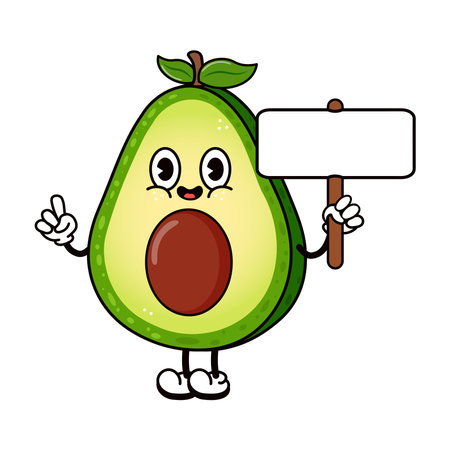 Cute Avocado with an inscription character. Vector hand drawn Avocado character illustration. Isolated white backgroundのイラスト素材