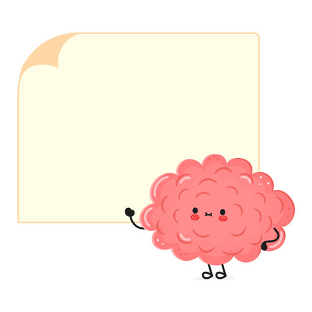 Cute Funny Brain Poster Character. Isolated white backgroundのイラスト素材