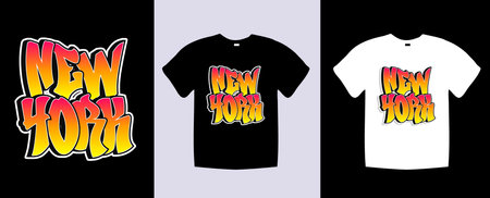 Stylish New York typography t-shirt with bold lettering and modern design. This urban graphic tee blends fashion and creativityのイラスト素材