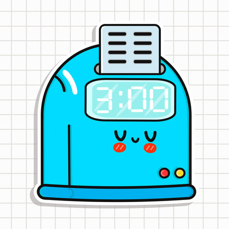 Cute Punch Clock Character. Smiling Time Recorder with a Friendly Expression.のイラスト素材