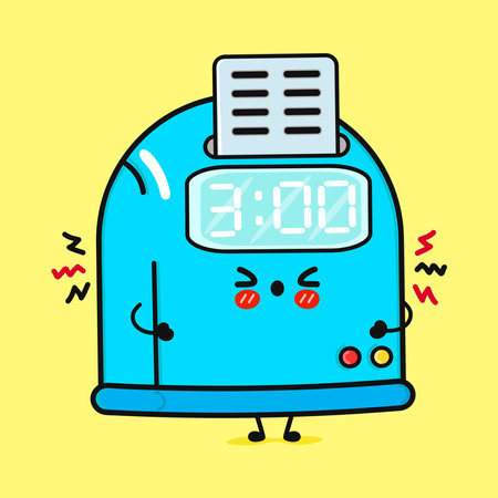 Cute Cartoon Punch Clock. Kawaii Time Clock Character Illustration.のイラスト素材