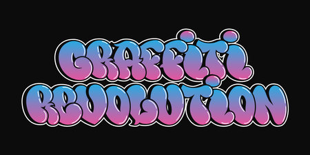 This design shows Graffiti Revolution written in bubble font style on a black background.のイラスト素材