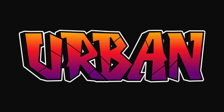 The word Urban is stylized in graffiti art, with a vibrant gradient of colors on a black background.のイラスト素材