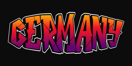 German street art typography featuring vibrant gradient colors and crisp white outline, expressing urban artistic expressionのイラスト素材