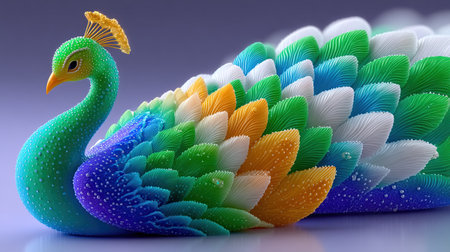 A vibrantly colored peacock, adorned with the colors of the Indian flag, symbolizing Indian Independence Day.の素材