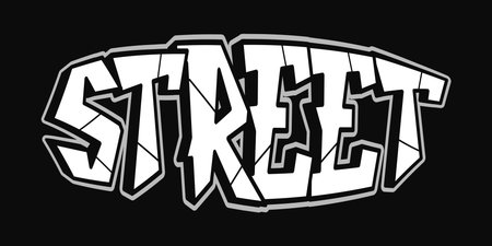 This graphic showcases the word STREET in a bold, graffiti-inspired style, set against a solid black backdrop.のイラスト素材