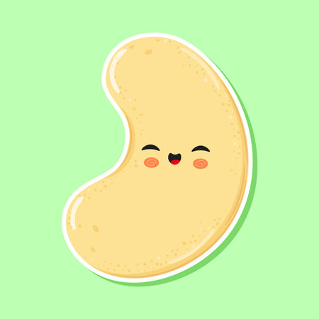 Cute smiling cashew nut food characterのイラスト素材