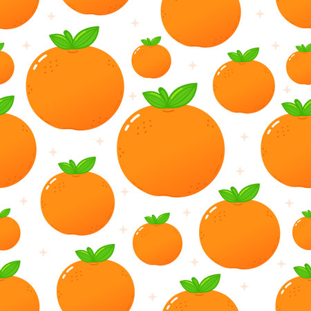 Fresh and zesty oranges or tangerines creating a playful seamless cartoon pattern, ideal for...