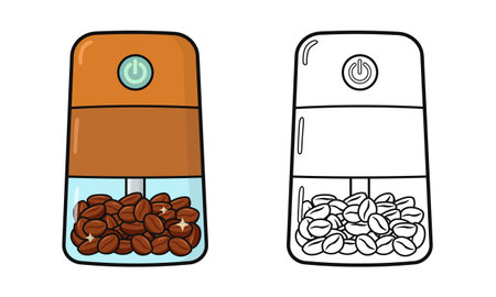 Electric coffee grinder with beans for coloring activityのイラスト素材