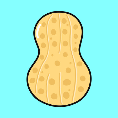 Peanut shell illustration showing its outer texture and characteristic shape, presented as a simple...