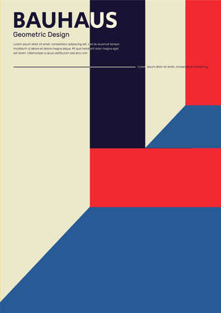 cover design template Bauhaus art style. Trendy simple and minimalist 20s modern art with text. colorful and contemporary cover for presentation, book or corporateのイラスト素材