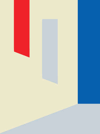 Minimalist corridor in flat and minimalist design art. for posterの写真素材