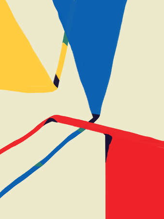 Balanced forms and Abstract Shapes with Primary Colors. Abstract Modernism Painting with Volume. Bauhaus and Kandinsky vibe. For Print and Poster.の写真素材