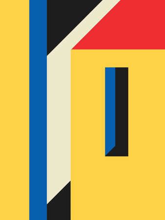 Face of building with window. very minimalist Bauhaus and memphis design. for modern posterの写真素材