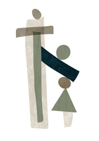 Abstract structure with shapes with wood and stone texture. Modern scandinavian artwork for print, poster and art product.の写真素材