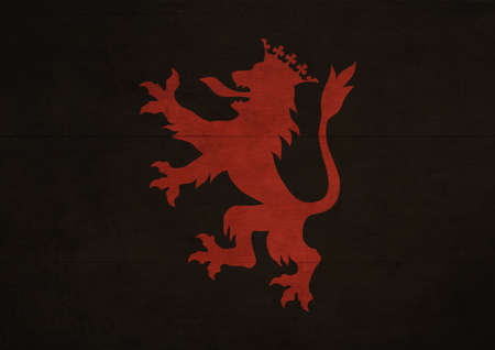 minimal design of the lion popular spanish symbol. strong color and trendy poster with vintage style. artwork for print, wall art and publicizeの写真素材
