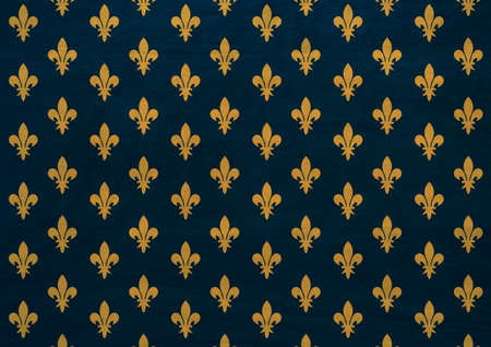 minimal design of the fleur de lys popular french symbol. vibrant color and texture with retro vibe. poster for cover, flyer and adsの写真素材