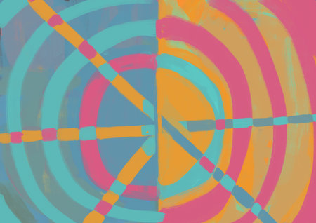 Pretty abstract art with round shapes and square and primary color inspired by Kandinsky and Malevich art, concept art, abstract bauhaus and modern geometrical art. Artistic acrylic painting with brilliant.の写真素材