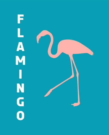 Amusing flamingo with flamingo text in vertical, funny quote and animal concept. Creative artwork with deep color. Poster for print, wall art and eventの写真素材