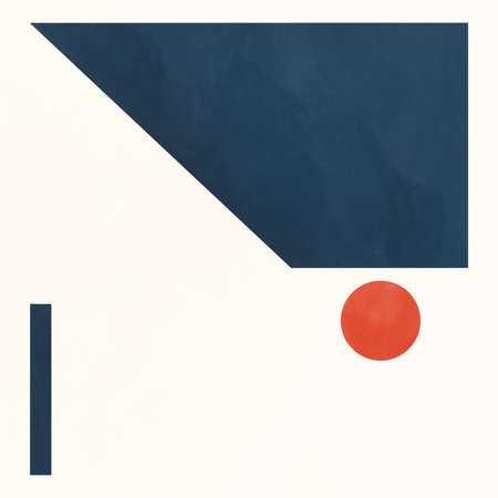 Inventive textured simple abstract shapes. copy space for text., vintage poster and minimalism. Serenity artwork with strong color. Art for book, cover and printの写真素材