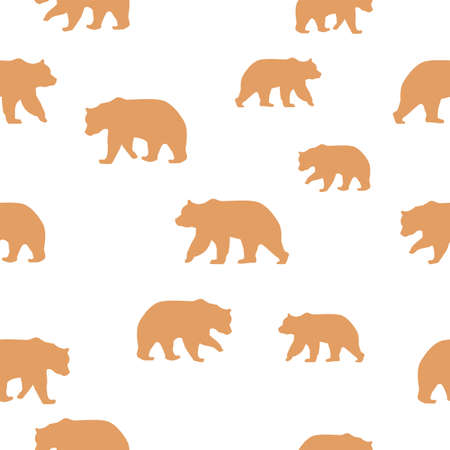 Funny cute seamless pattern multiple bear, in orange and white background design illustration, cute pattern and wallpaper. Artistic poster with strong color. Illustration for flayerの写真素材
