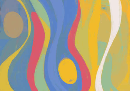 Pretty abstract art with geometrical wave and primary color inspired by Mondrian and Delaunay art, illustration, abstract bauhaus and modern geometrical art. Aesthetic Watercolor with vibrant color.の写真素材