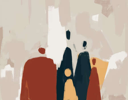Calm group of abstract people with symbolic shape together, mix-media artwork, graffiti painting and mix media. Aesthetic painting with contrasting color. Artwork for wall artの写真素材