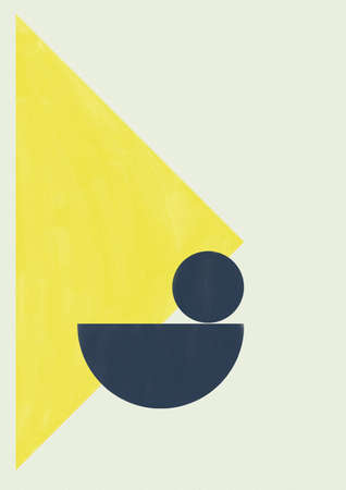 Esthetic simple shapes design with texture. copy space for text., minimalism and abstract art. Serenity poster with saturated color. Artwork for print, wall art and eventの写真素材