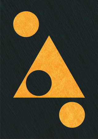 Stylized yellow triangle with empty space and yellow circle, bauhaus and abstract art. Fancy poster with intense color. Poster forの写真素材